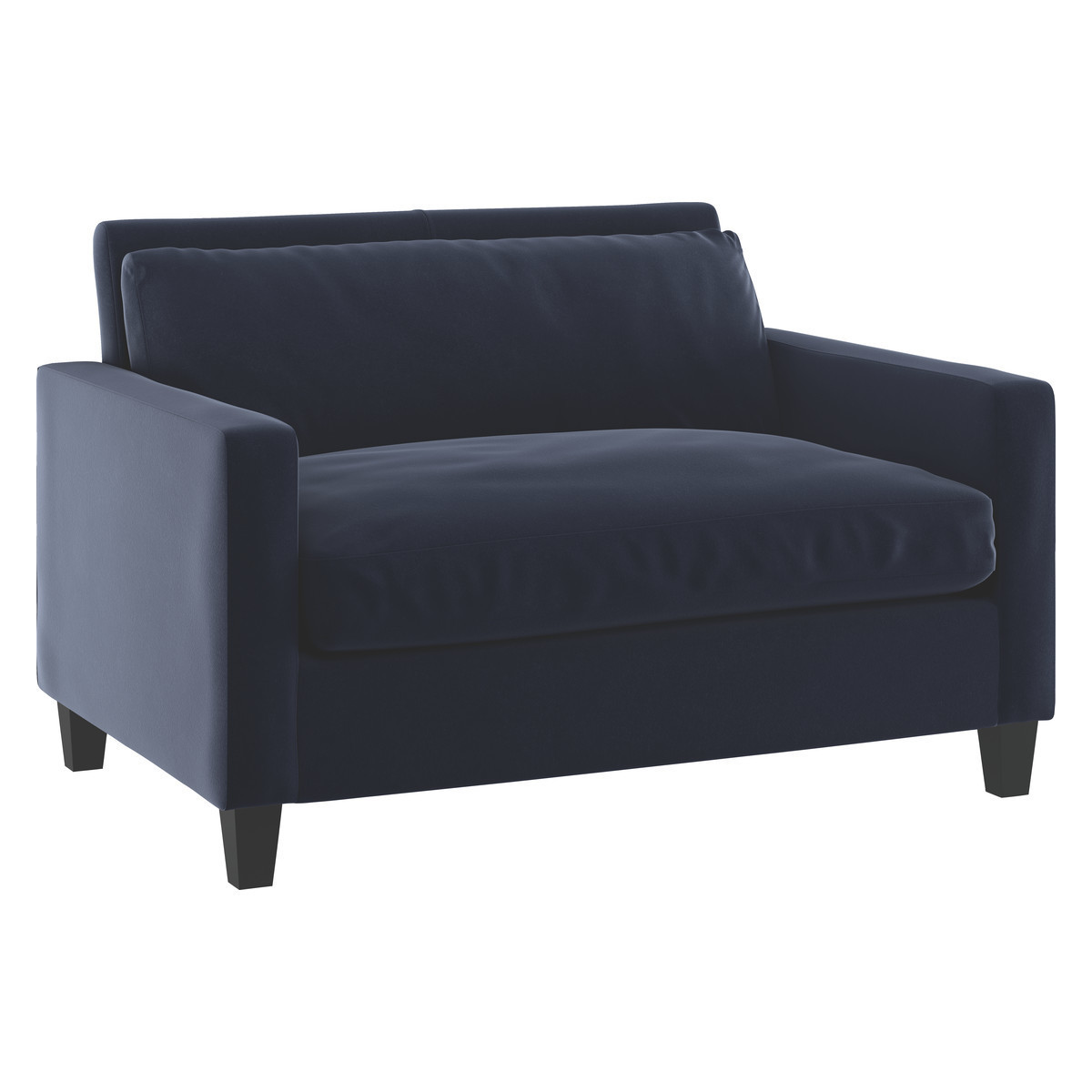 Chester Navy Blue Velvet Compact Sofa, Oak Stained Feet, Dark Blue – image 4