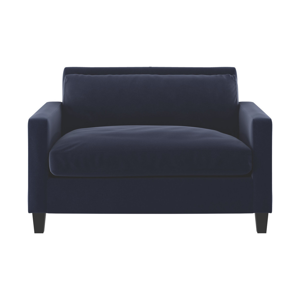 Chester Navy Blue Velvet Compact Sofa, Oak Stained Feet, Dark Blue – image 1