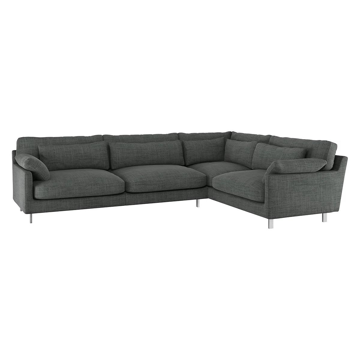 Cuscino Charcoal Grey Italian Woven Left-Arm Corner Sofa, Charcoal – image 3