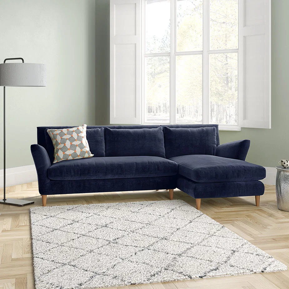 Keele Cobalt Blue Velvet Right -Arm Chaise Sofa, Blue – image 8