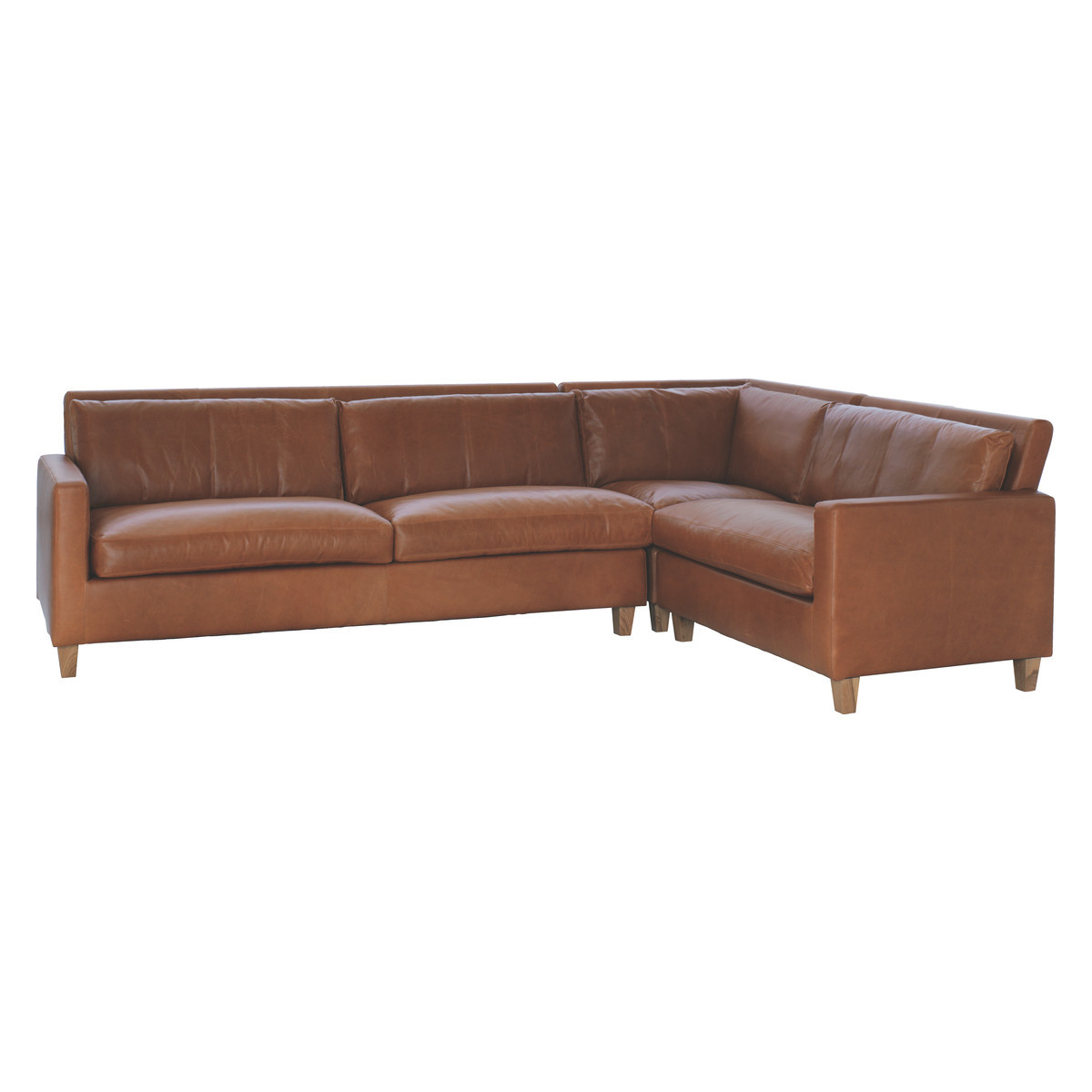 Chester Mid Tan Leather Left-Arm Corner Sofa, Oak Stained Feet, Mid Tan – image 3
