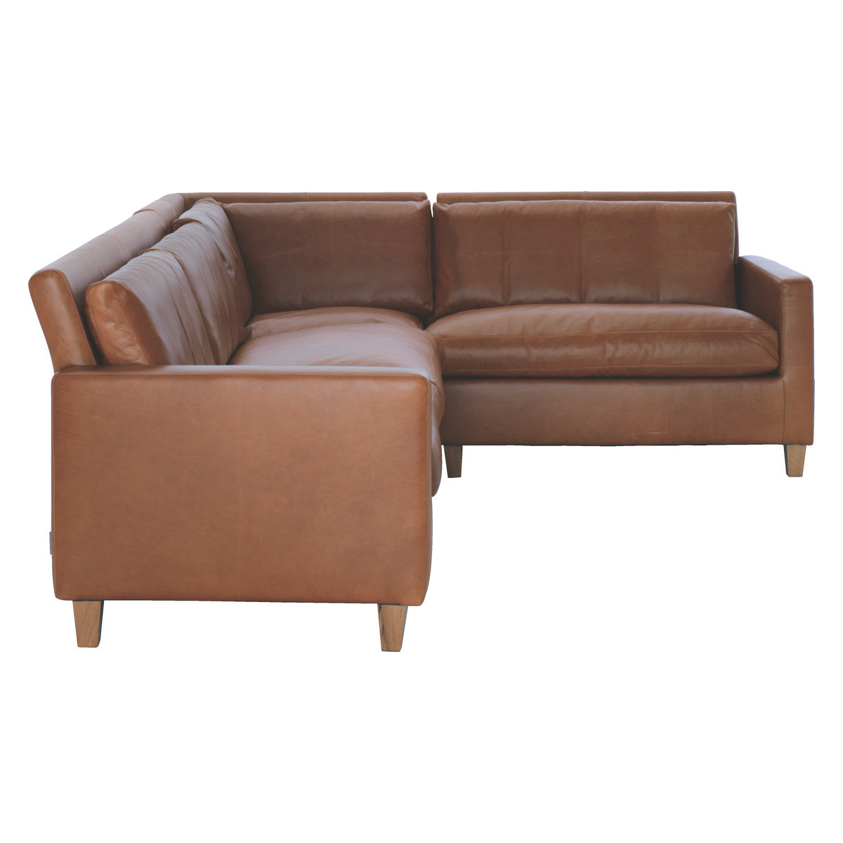 Chester Mid Tan Leather Left-Arm Corner Sofa, Oak Stained Feet, Mid Tan – image 4
