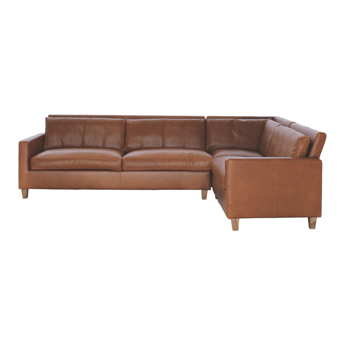Chester Mid Tan Leather Left-Arm Corner Sofa, Oak Stained Feet, Mid Tan – image 1