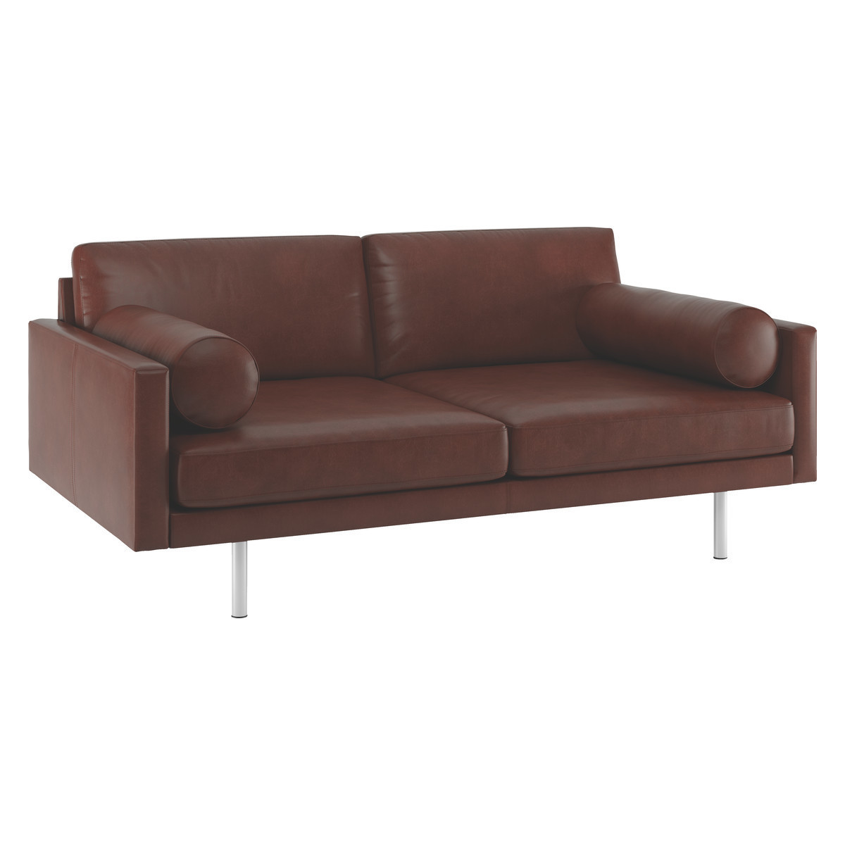 Spencer Tan Leather 2 Seater Sofa, Metal Legs, Tan – image 3