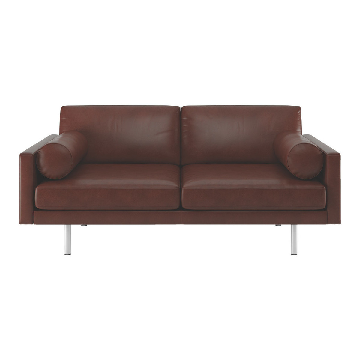 Spencer Tan Leather 2 Seater Sofa, Metal Legs, Tan – image 1