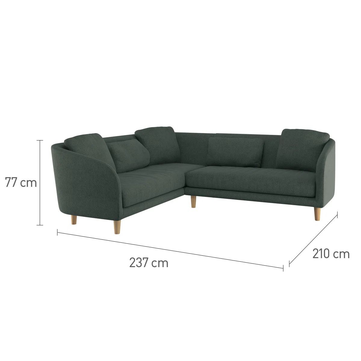 Colby Grey Italian Woven FaBric Right Arm Corner Sofa, Grey – image 8