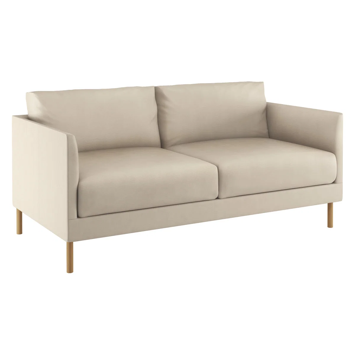 Hyde Cream Leather 2 Seater Sofa, Wooden Legs, Cream – image 3