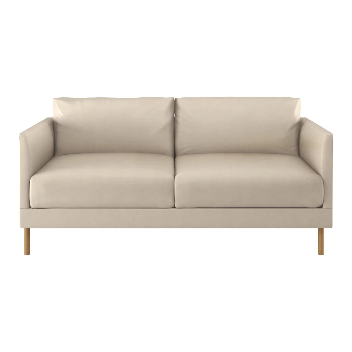 Hyde Cream Leather 2 Seater Sofa, Wooden Legs, Cream – image 1