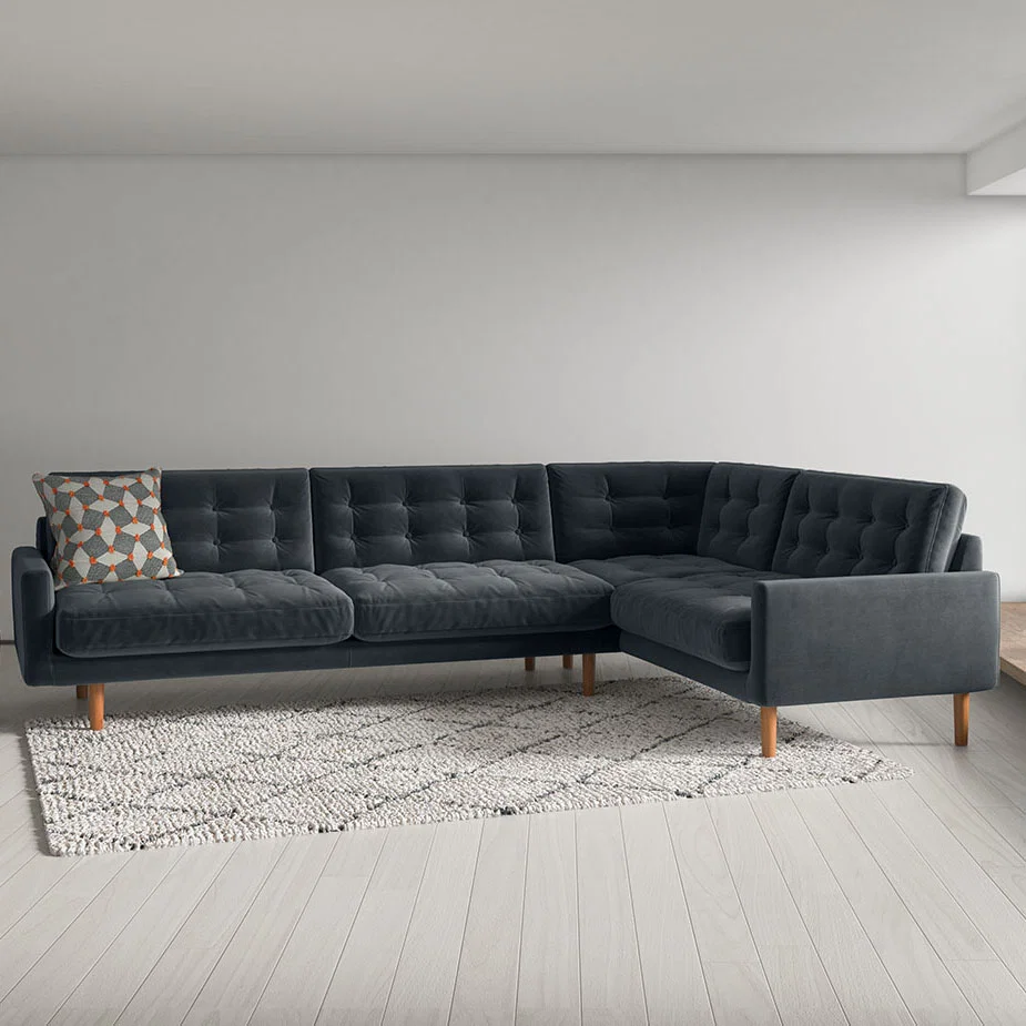 Fenner Dark Grey Velvet Left-Hand 4 Seater Corner Sofa, Grey – image 2