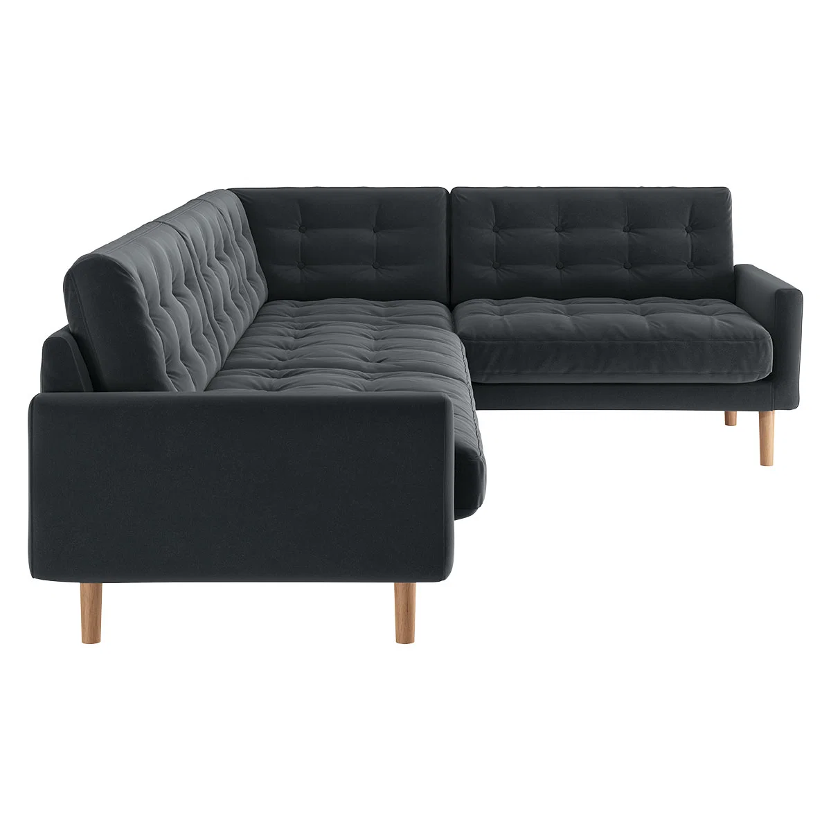Fenner Dark Grey Velvet Left-Hand 4 Seater Corner Sofa, Grey – image 3