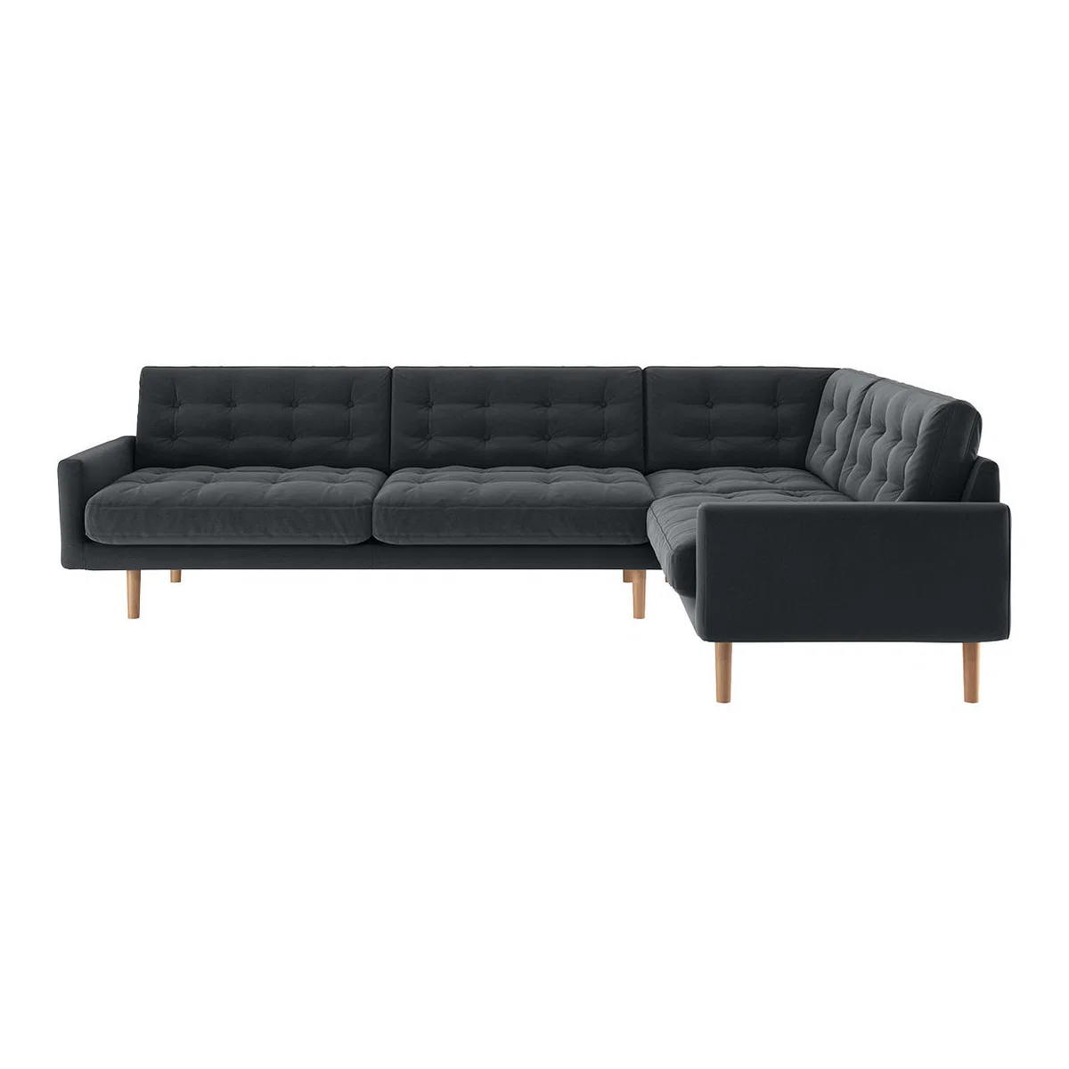 Fenner Dark Grey Velvet Left-Hand 4 Seater Corner Sofa, Grey – image 1