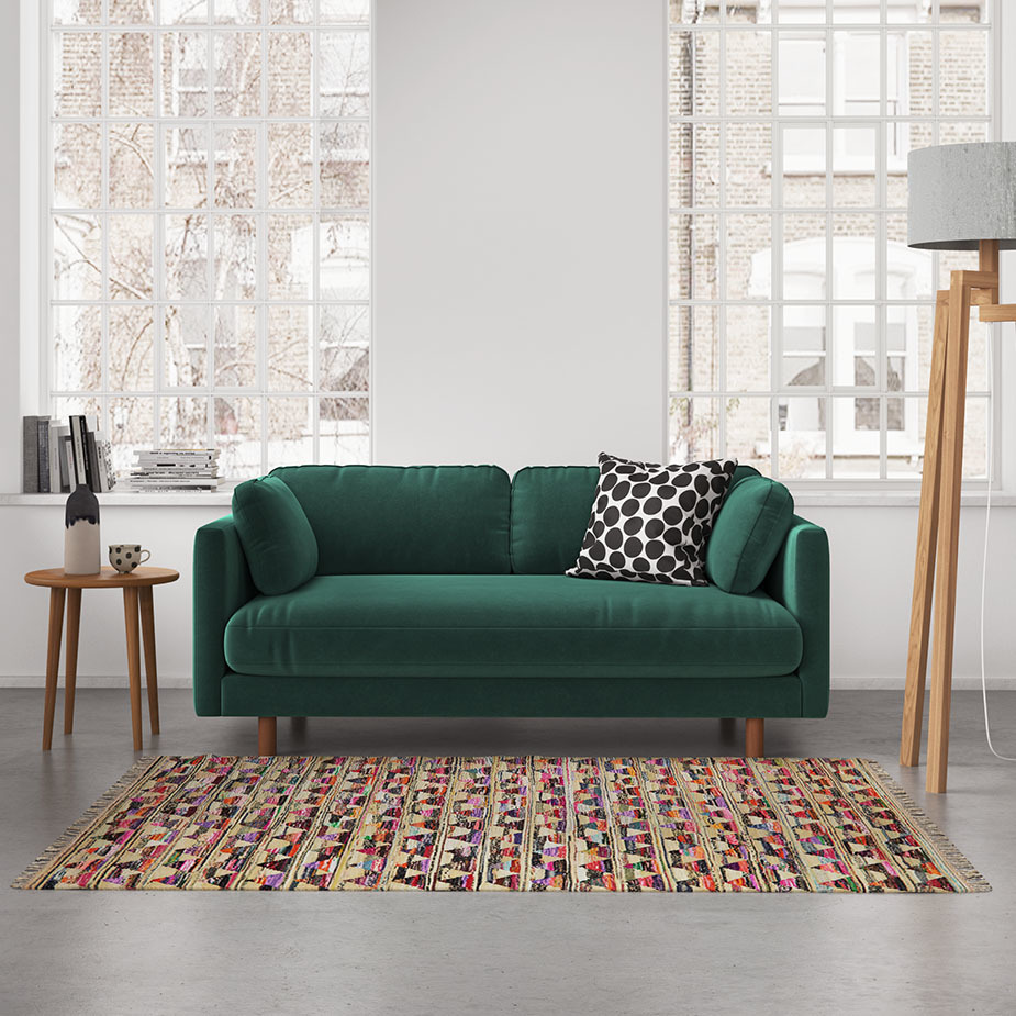 Mori Orange Velvet 2 Seater Sofa, Orange – image 2