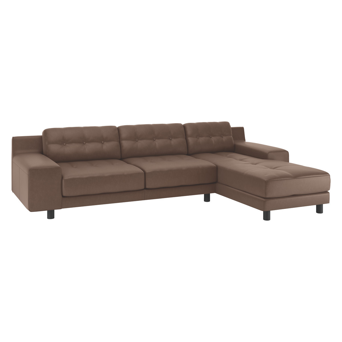 Hendricks Light Brown Luxury Leather Right Arm Chaise Sofa, Light Brown – image 3