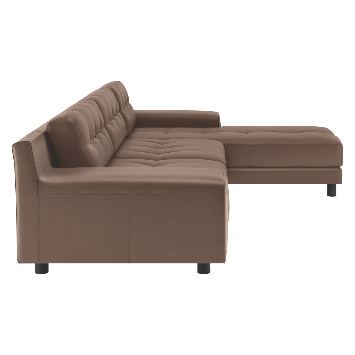 Hendricks Light Brown Luxury Leather Right Arm Chaise Sofa, Light Brown – image 4