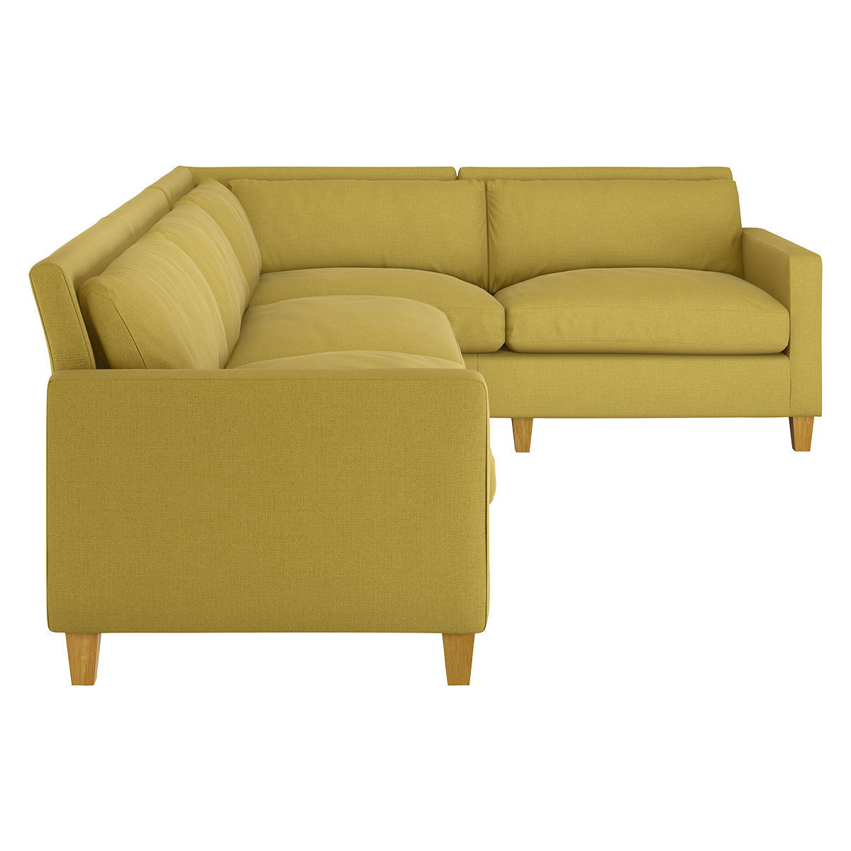 Chester Yellow Textured FaBric Left-Arm Corner Sofa, Oak Feet, Yellow – image 3