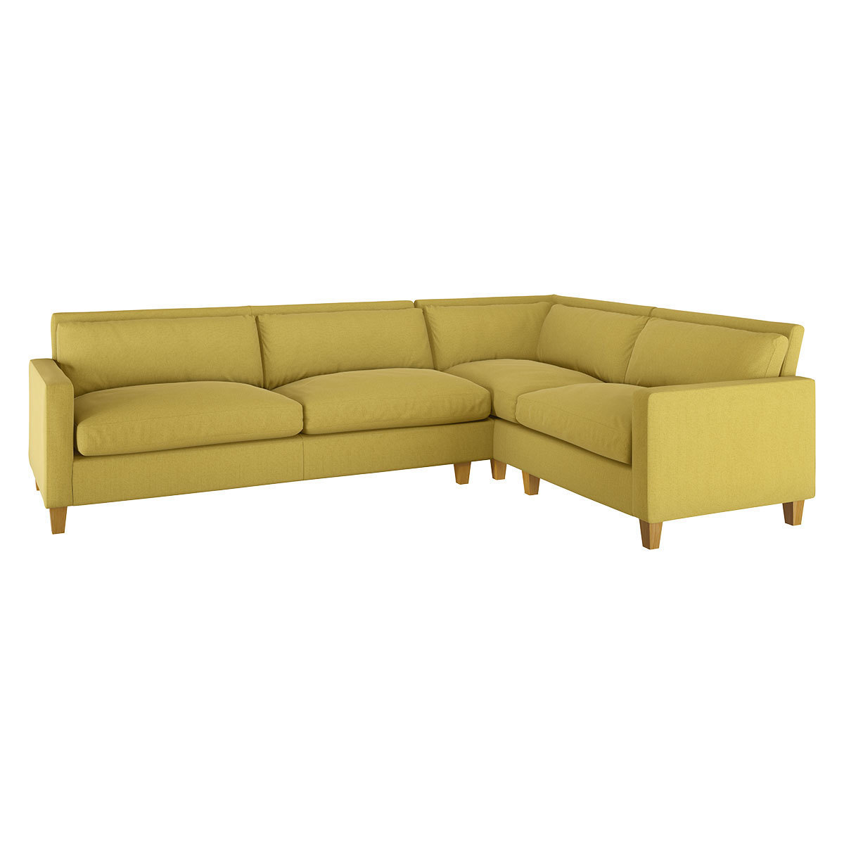 Chester Yellow Textured FaBric Left-Arm Corner Sofa, Oak Feet, Yellow – image 4