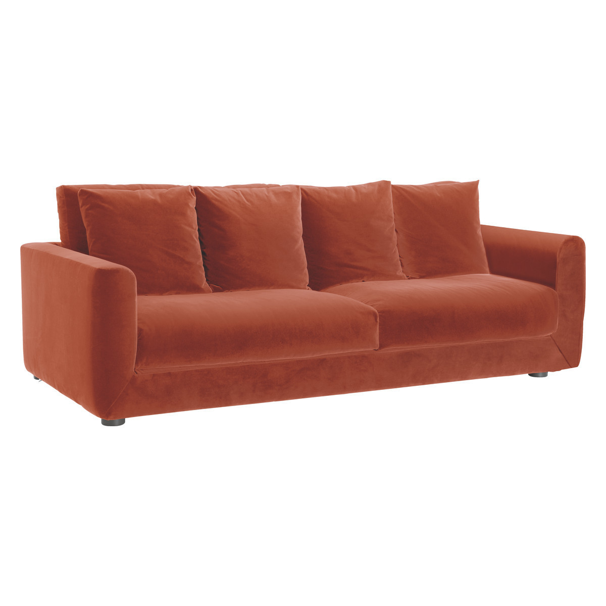 Rupert Orange Velvet 4 Seater Sofa, Orange – image 3