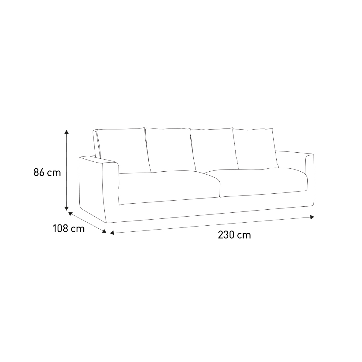 Rupert Orange Velvet 4 Seater Sofa, Orange – image 5