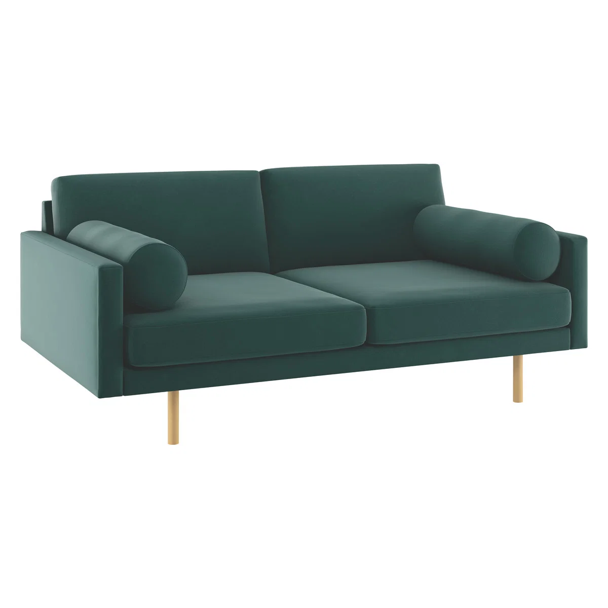 Spencer Emerald Green Velvet 2 Seater Sofa, Oak Legs, Green – image 3