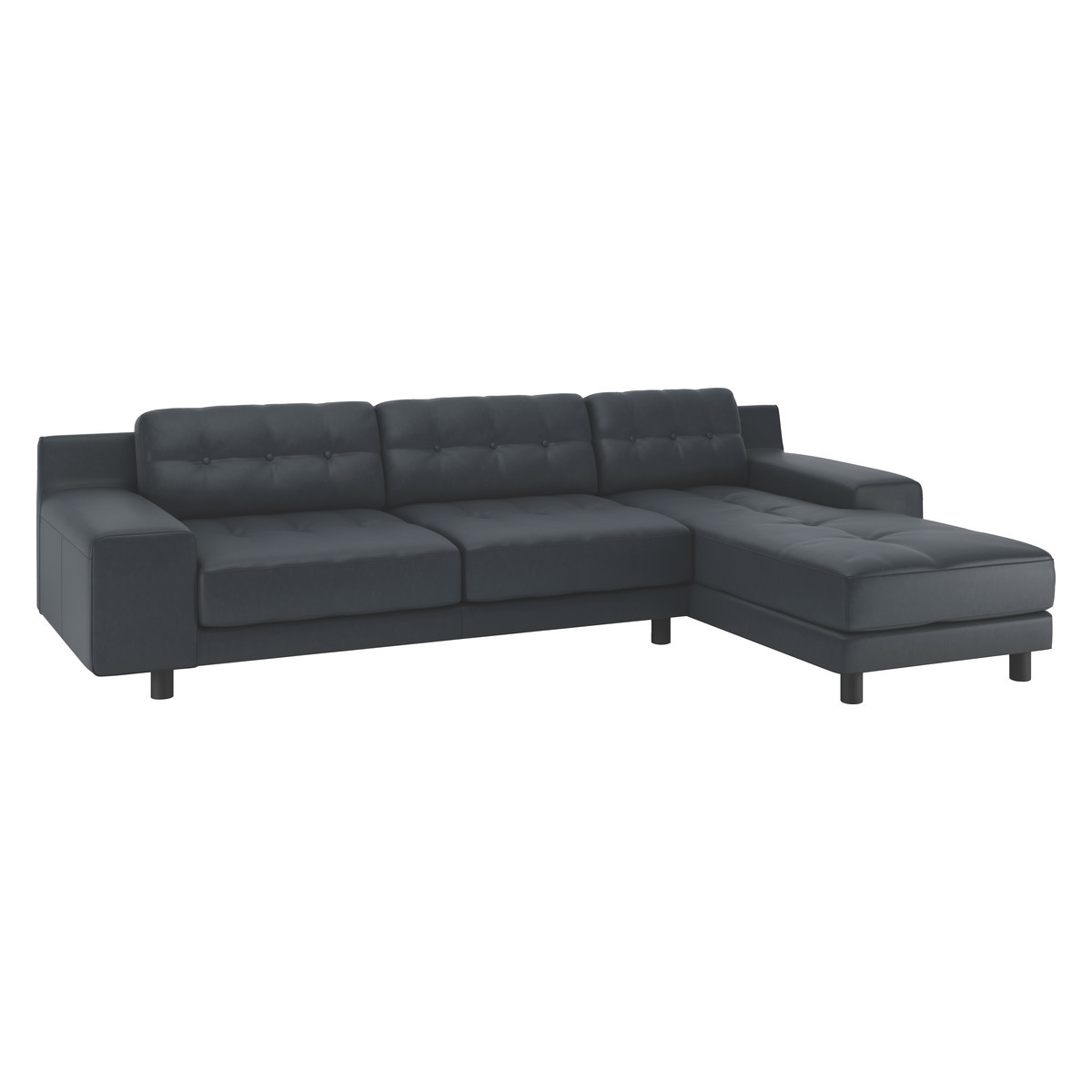 Hendricks Dark Grey Luxury Leather Right Arm Chaise Sofa, Grey – image 3