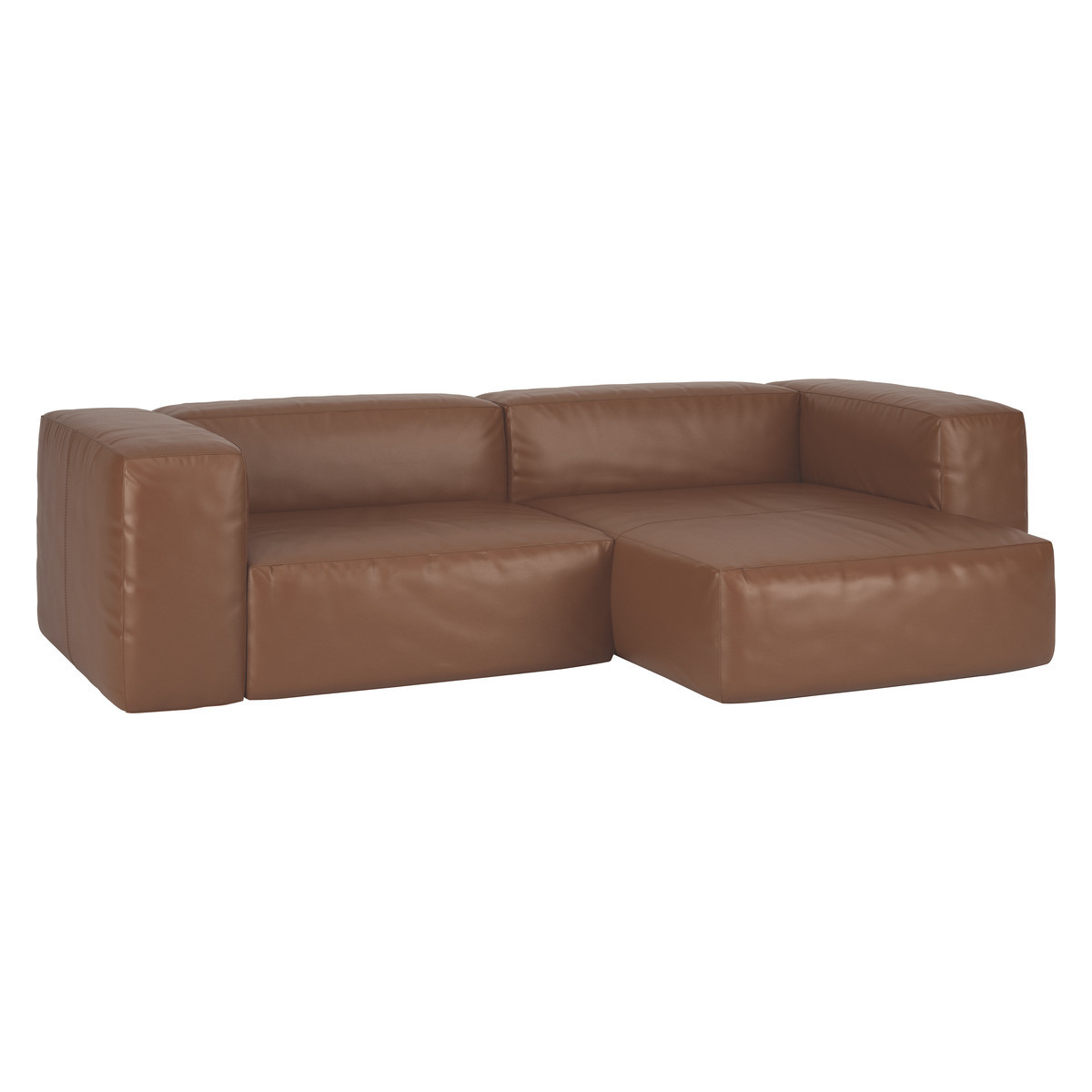 Opollo Light Brown Leather Small Right Arm Chaise Sofa Group, Light Brown – image 3