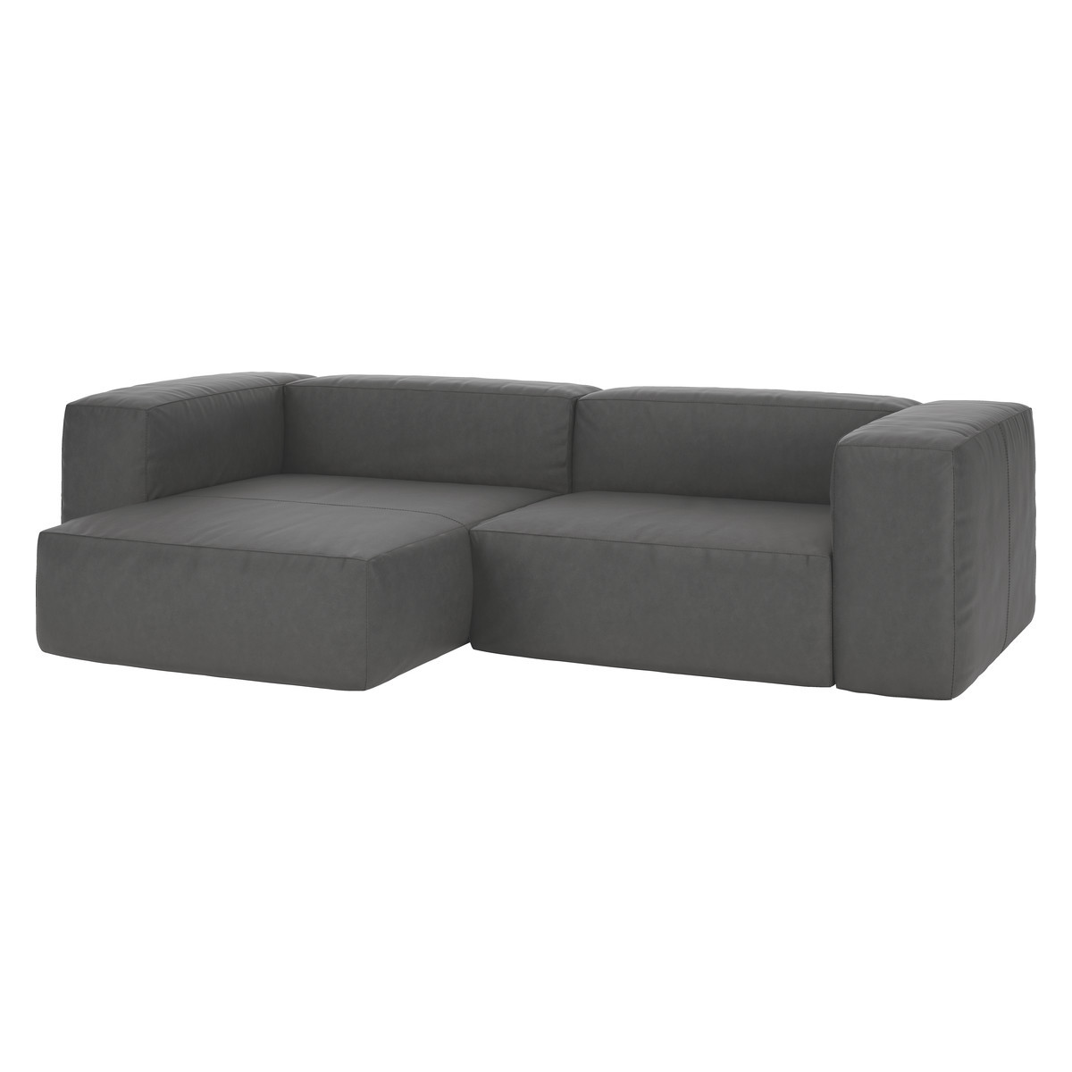 Opollo Grey Luxury Leather Small Left Arm Chaise Sofa Group, Grey – image 3