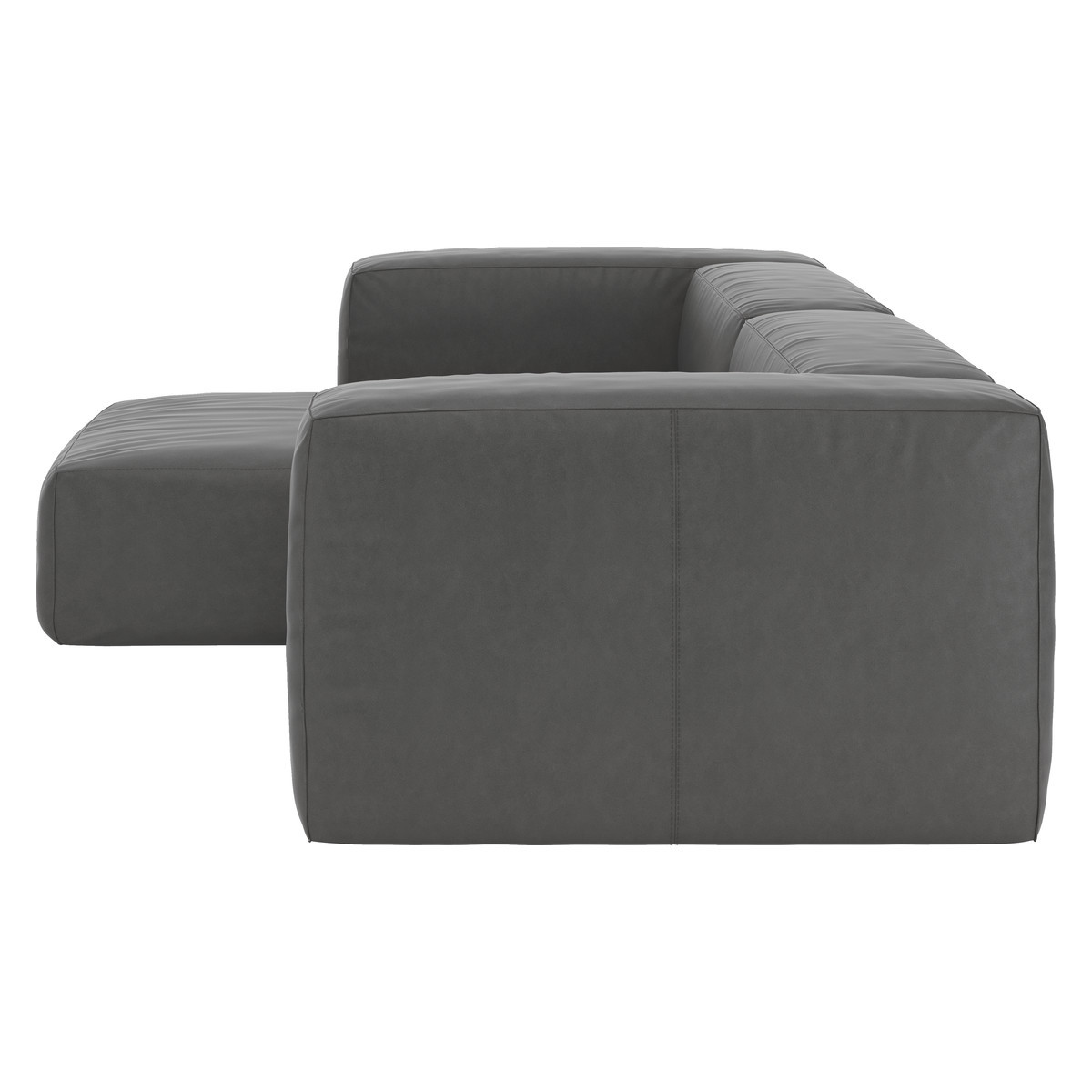Opollo Grey Luxury Leather Small Left Arm Chaise Sofa Group, Grey – image 4