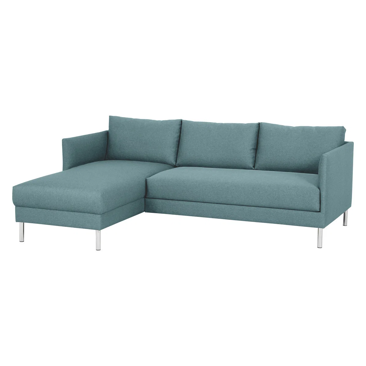 Hyde Teal Blue FaBric Left-Arm Chaise Sofa, Metal Legs, Blue – image 3