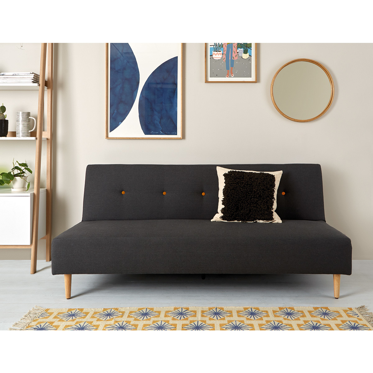 Axel Charcoal Grey FaBric 3 Seater Sofa Bed, Charcoal – image 2