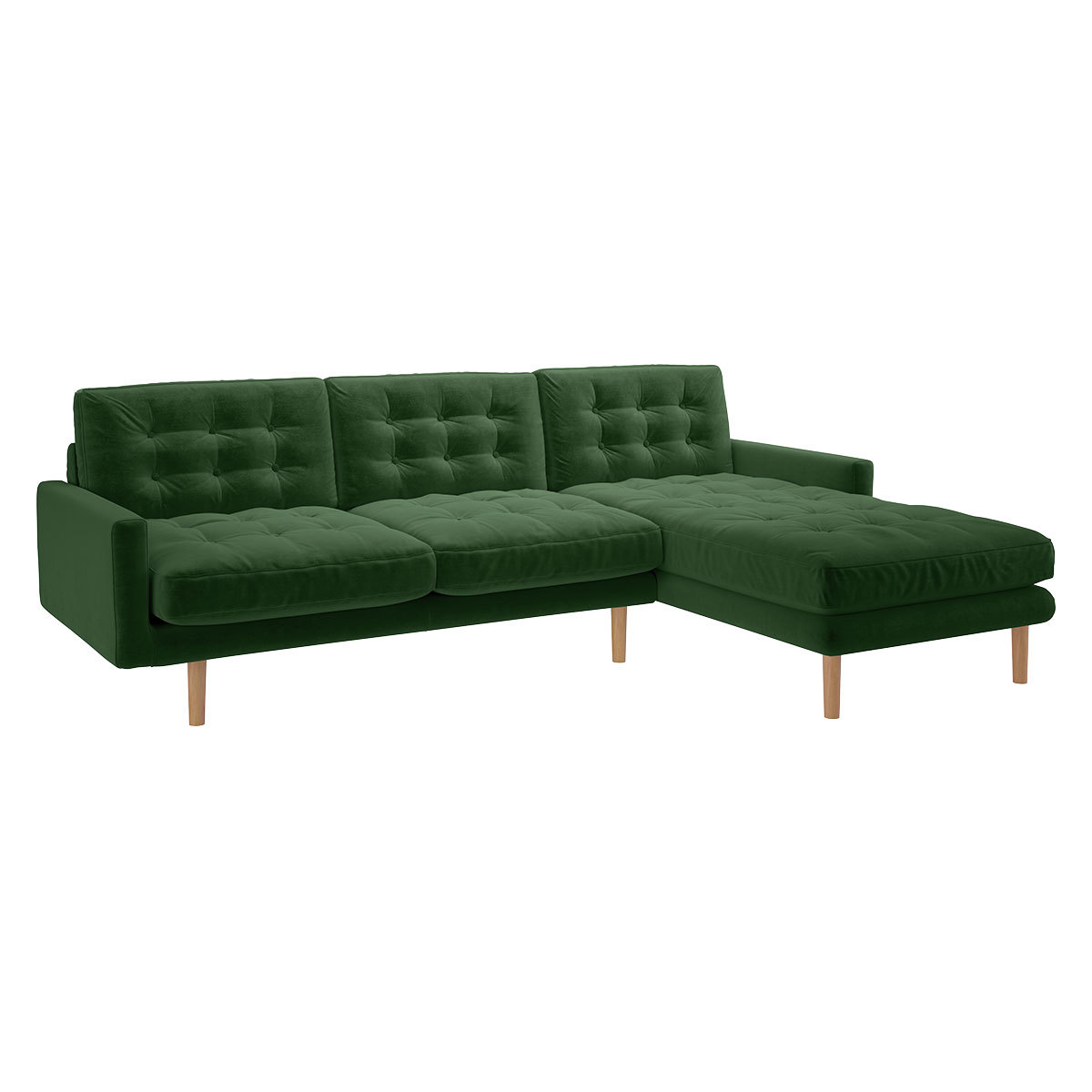 Fenner Moss Green Velvet Right-Hand 4 Seater Chaise Sofa, Moss Green – image 3