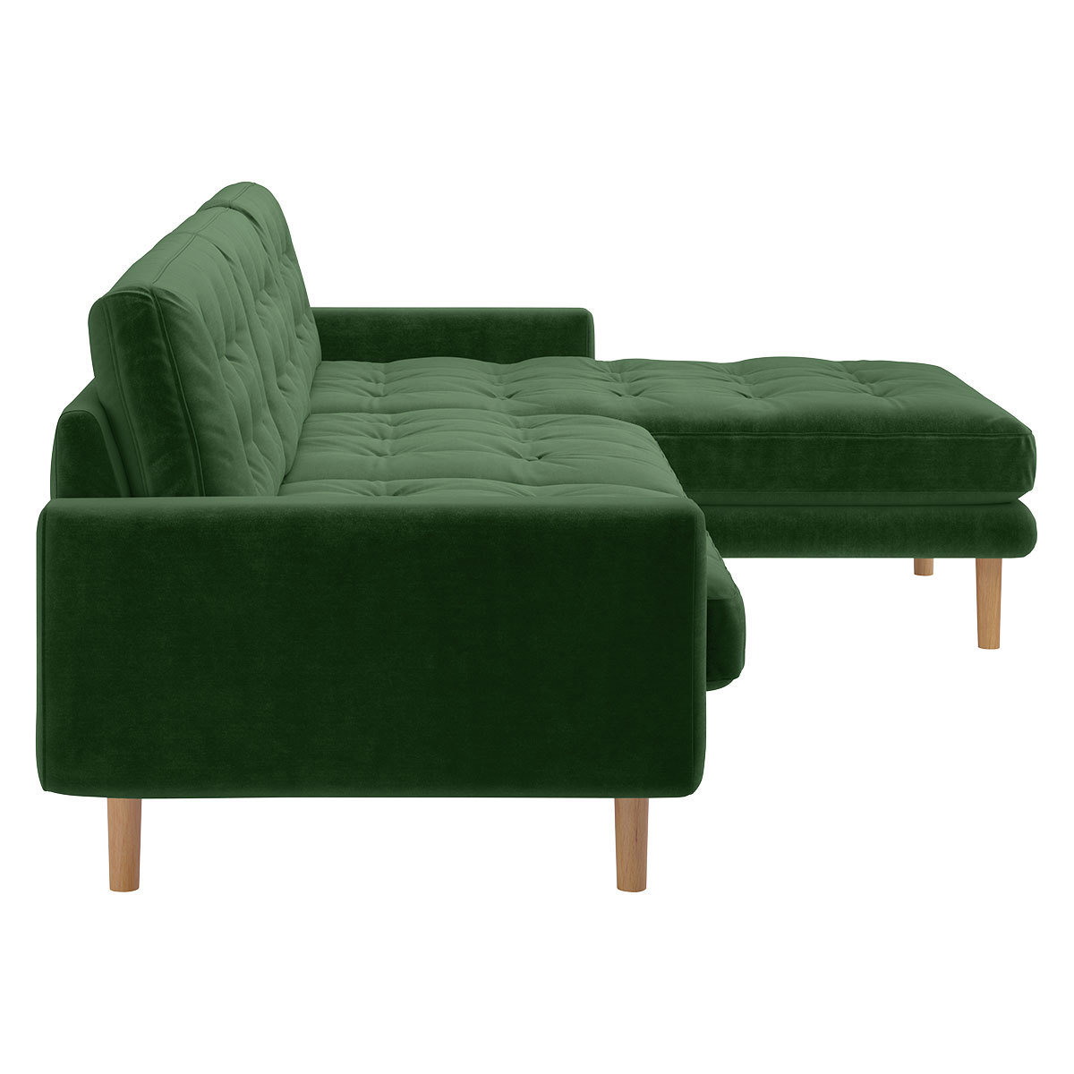 Fenner Moss Green Velvet Right-Hand 4 Seater Chaise Sofa, Moss Green – image 4