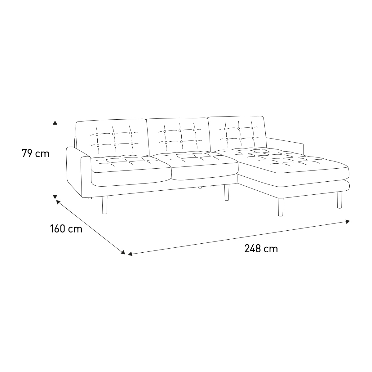Fenner Moss Green Velvet Right-Hand 4 Seater Chaise Sofa, Moss Green – image 7