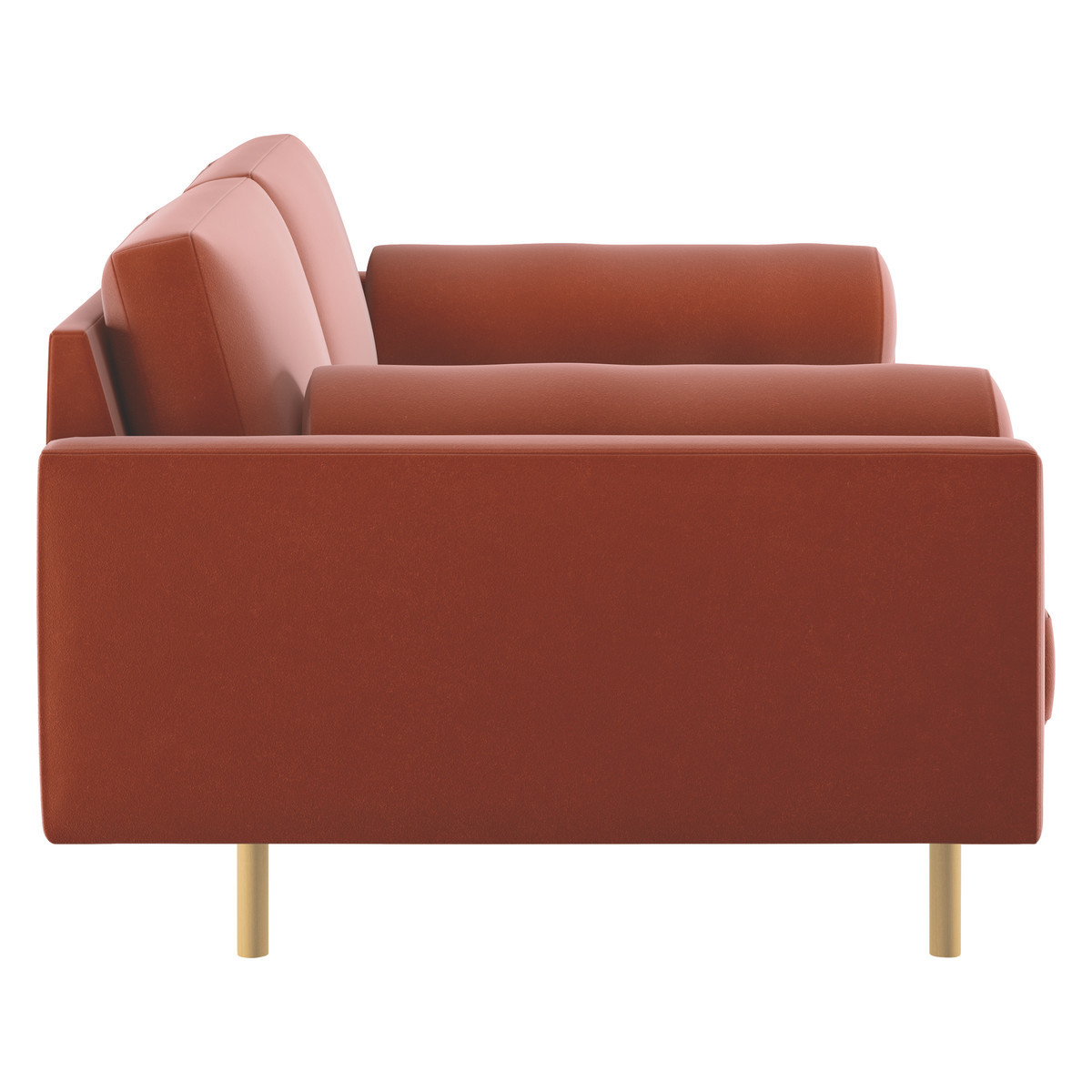 Spencer Orange Velvet 2 Seater Sofa, Oak Legs, Orange – image 4