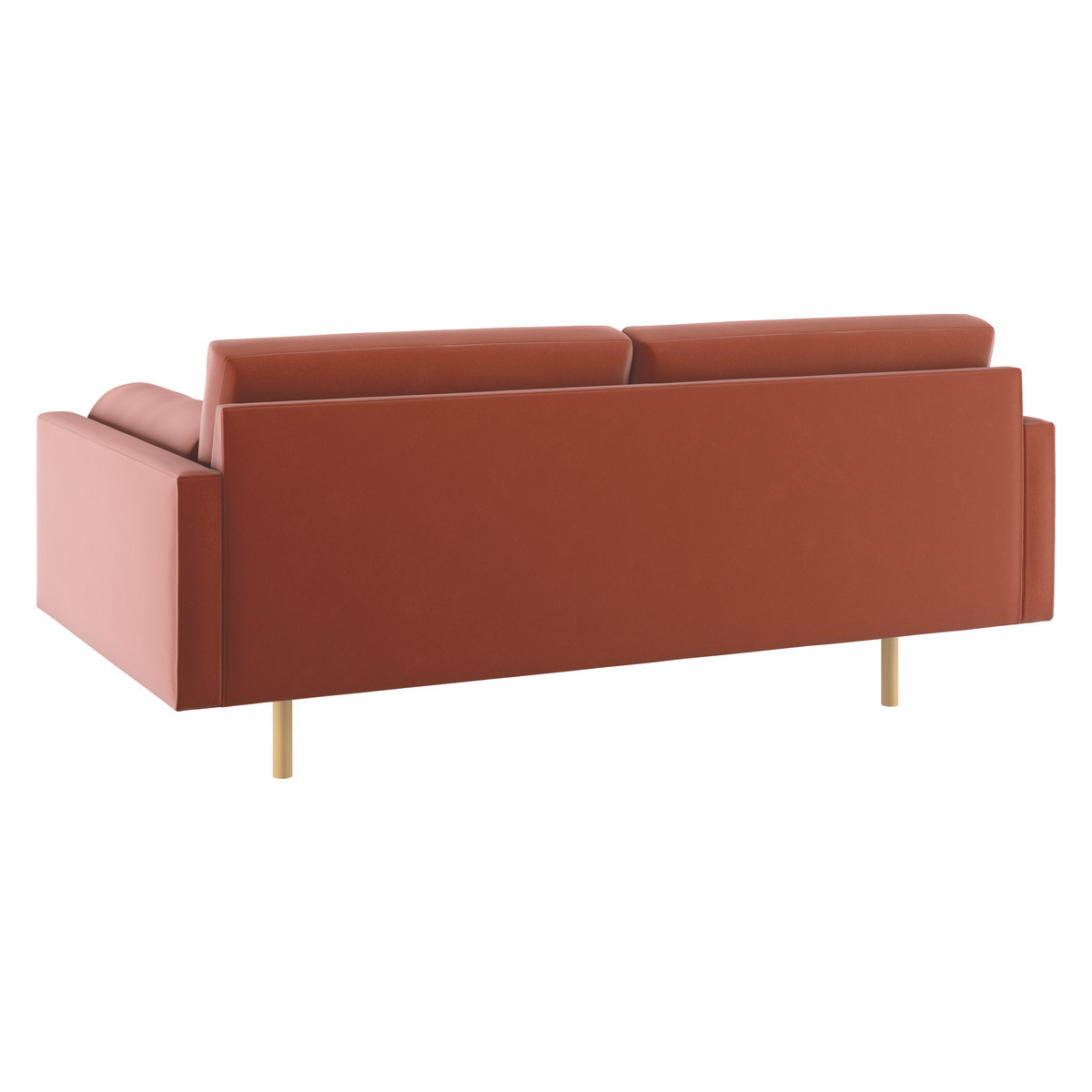 Spencer Orange Velvet 2 Seater Sofa, Oak Legs, Orange – image 5