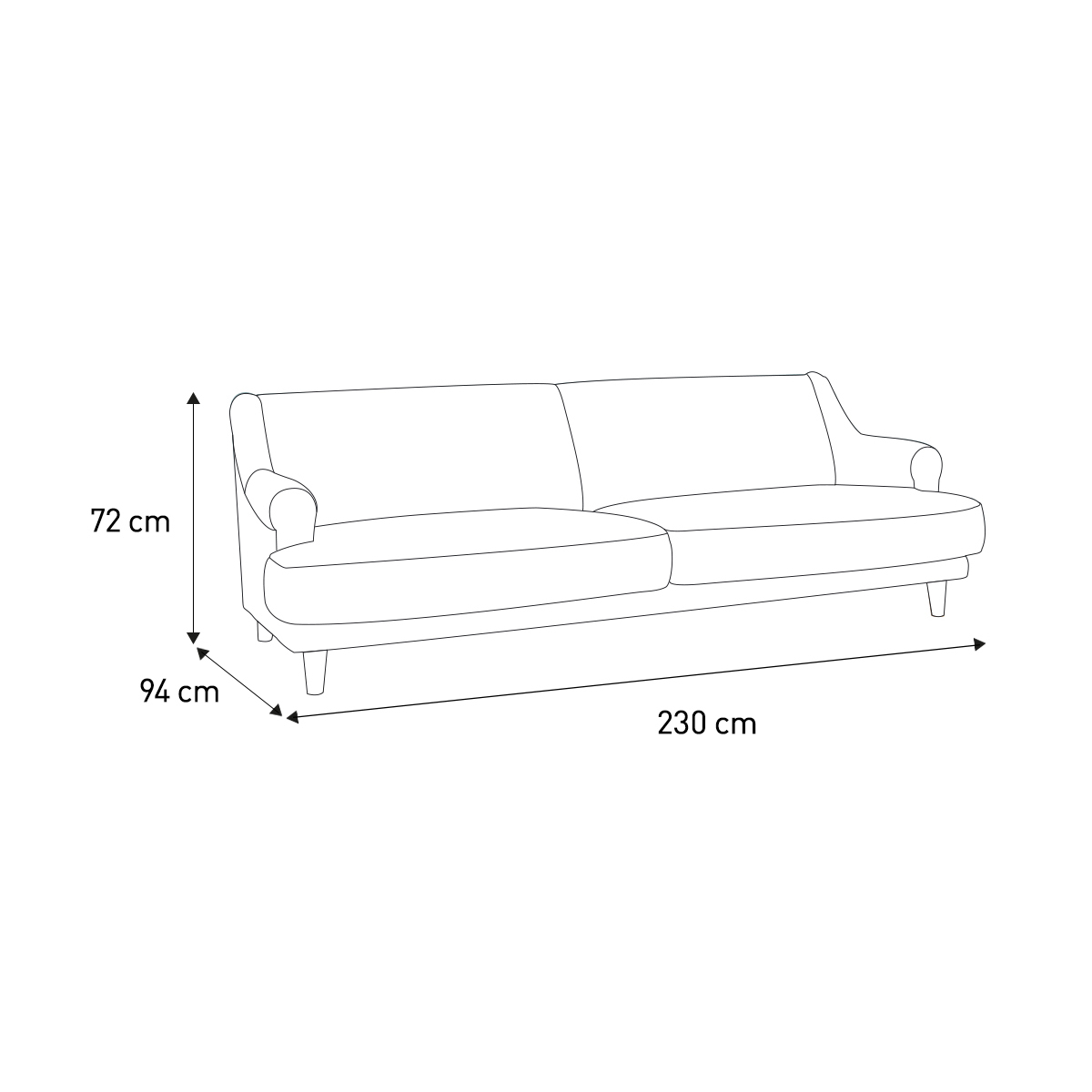 Townsend Natural Woven Stripe Linen 4 Seater Sofa, Linen Stripey – image 8