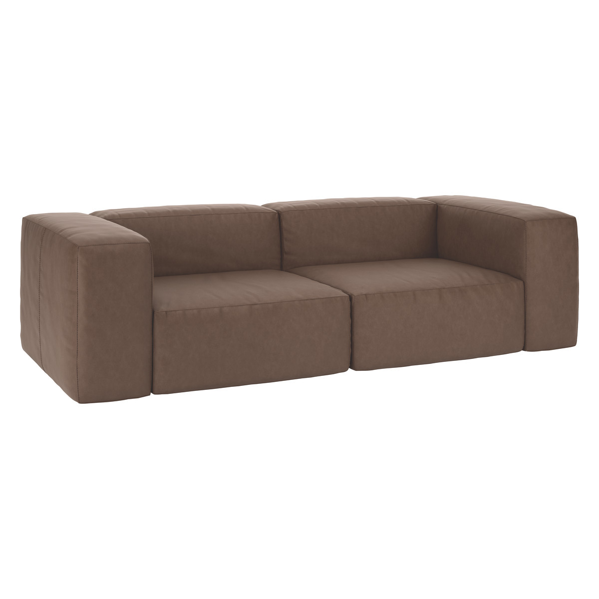 Opollo Light Brown Luxury Leather 4 Seater Sofa, Light Brown – image 3