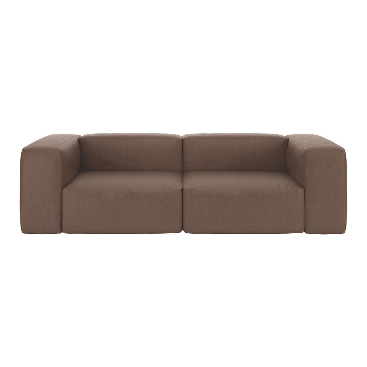 Opollo Light Brown Luxury Leather 4 Seater Sofa, Light Brown – image 1