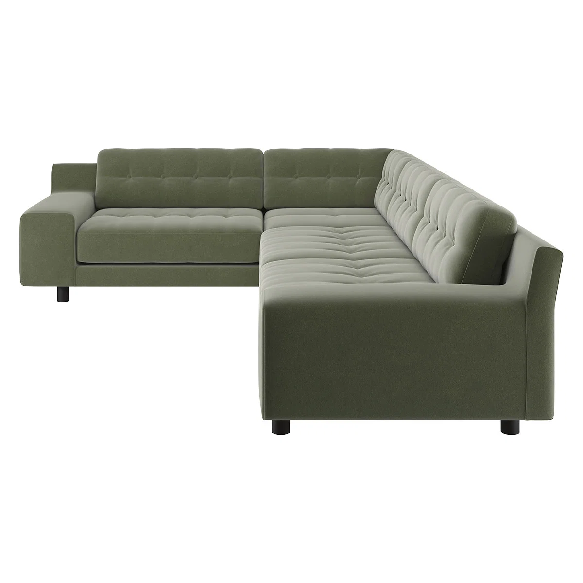 Hendricks Sage Green Velvet Right Arm Corner Sofa, Green Green – image 5