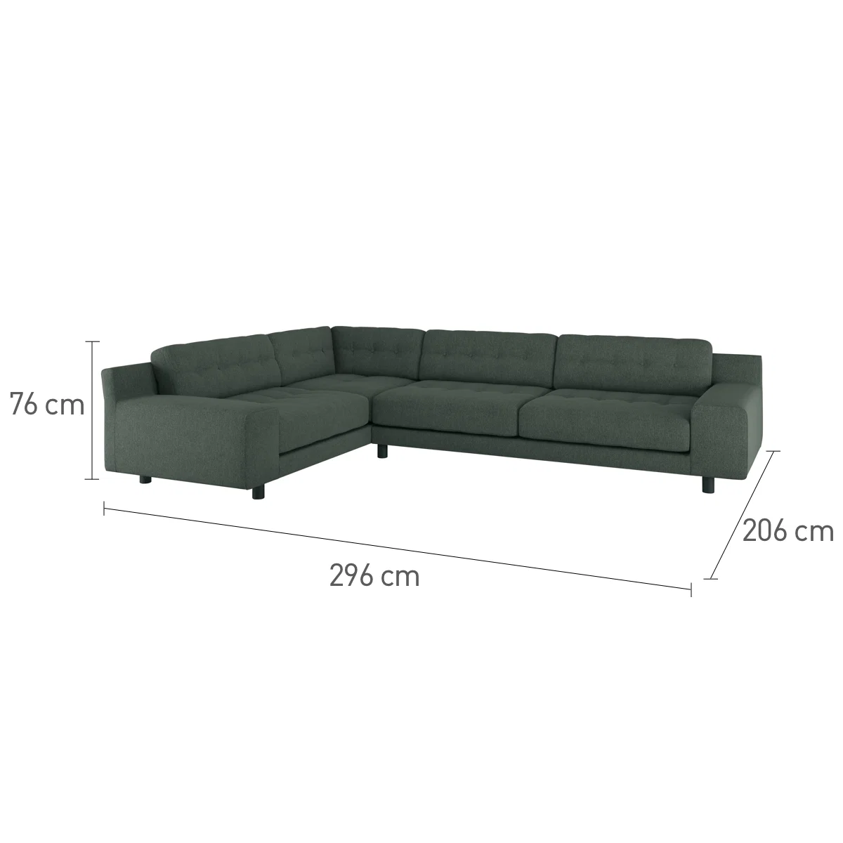 Hendricks Sage Green Velvet Right Arm Corner Sofa, Green Green – image 8