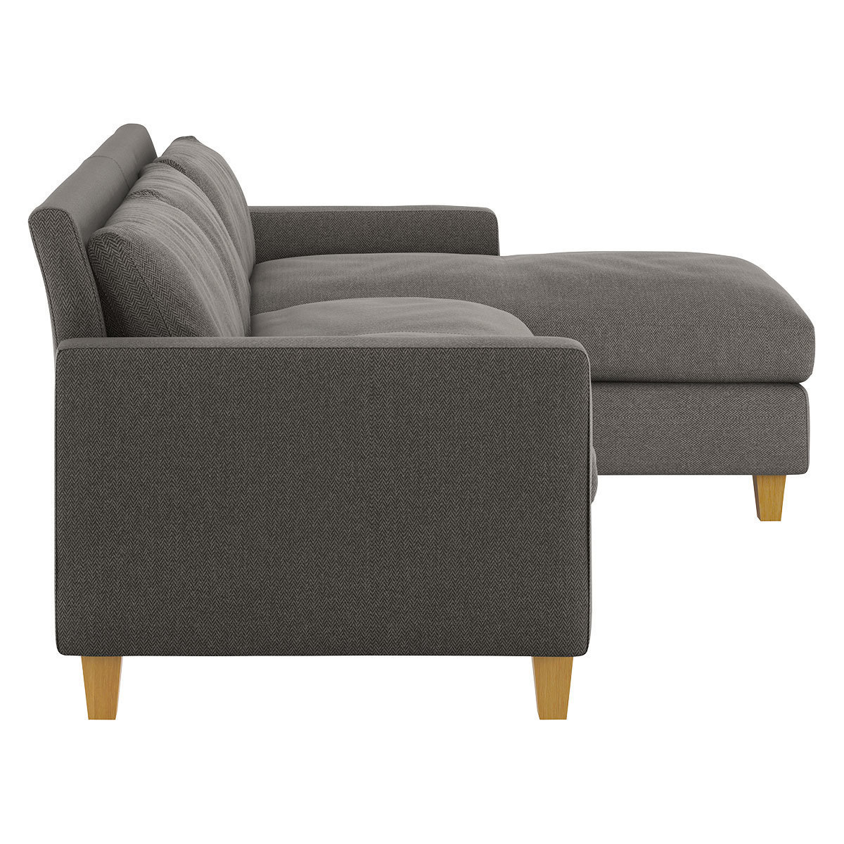 Chester Charcoal Grey Herringbone Wool Mix 3 Seater Sofa Chaise, Charcoal – image 3