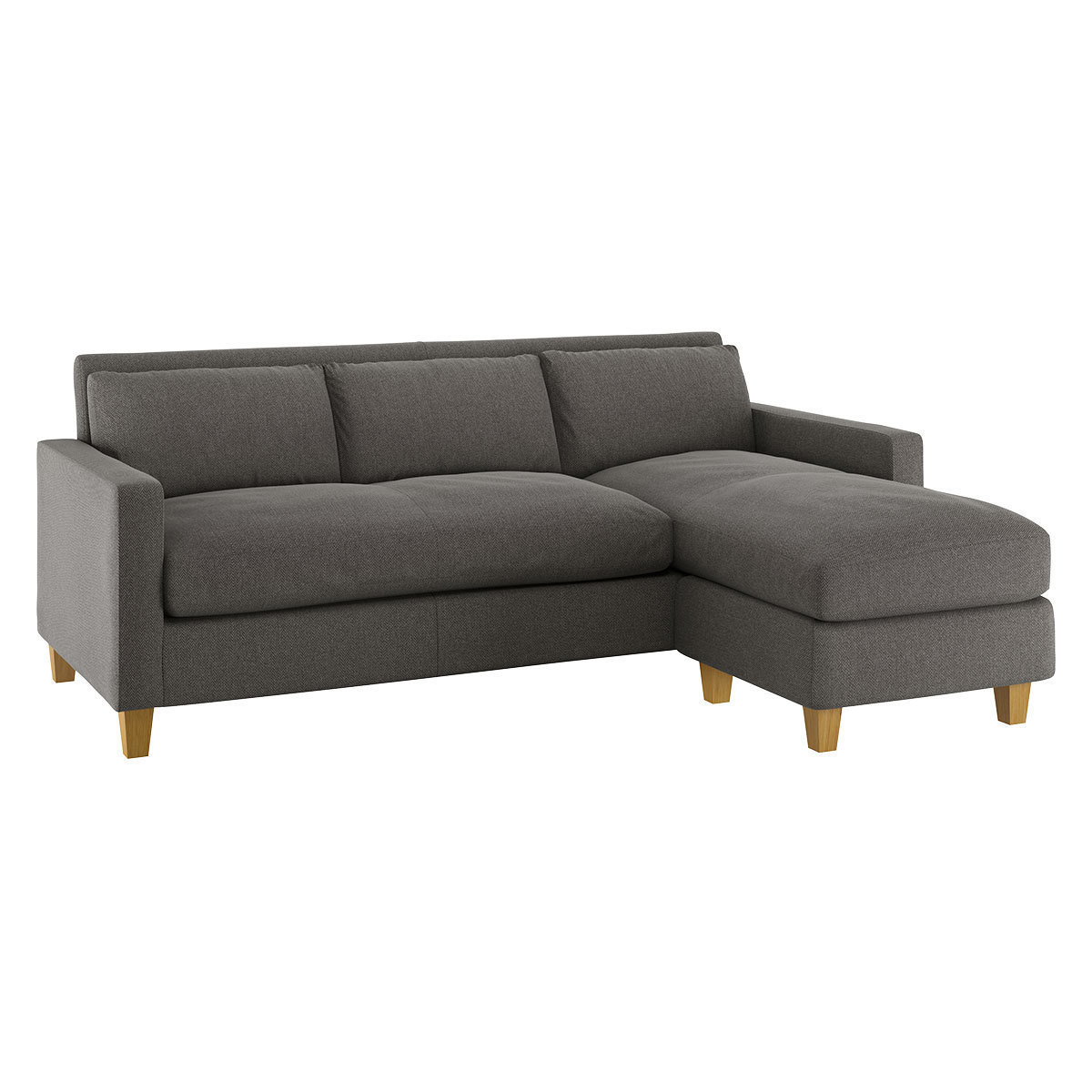 Chester Charcoal Grey Herringbone Wool Mix 3 Seater Sofa Chaise, Charcoal – image 4
