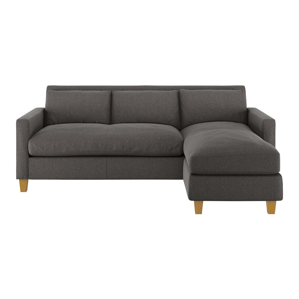 Chester Charcoal Grey Herringbone Wool Mix 3 Seater Sofa Chaise, Charcoal – image 1
