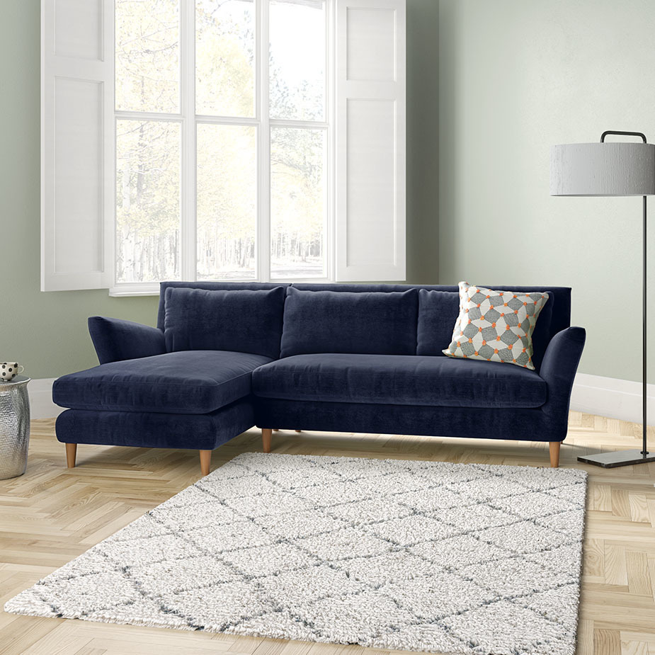 Keele Cobalt Blue Velvet Left -Arm Chaise Sofa, Blue – image 8