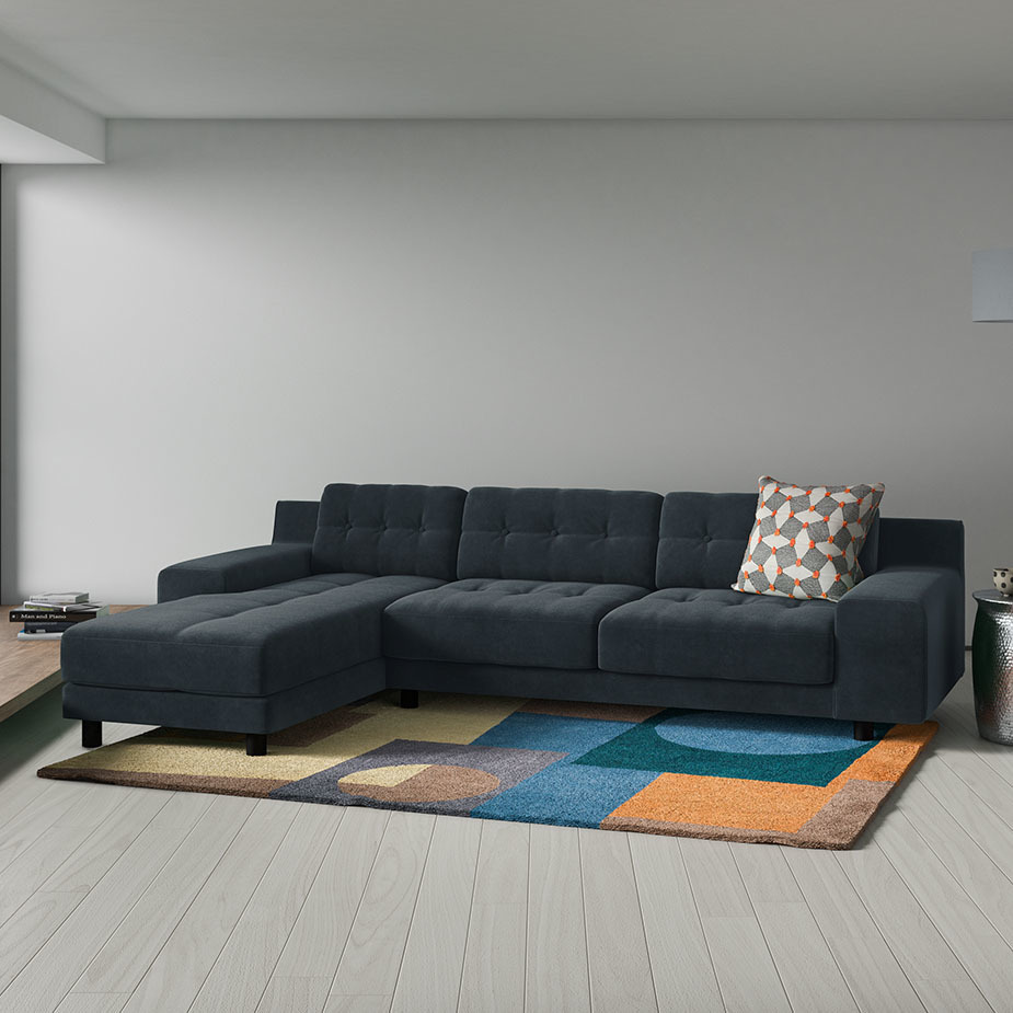 Hendricks 4 Seater Charcoal Grey FaBric Left Hand Chaise Sofa, Charcoal – image 7