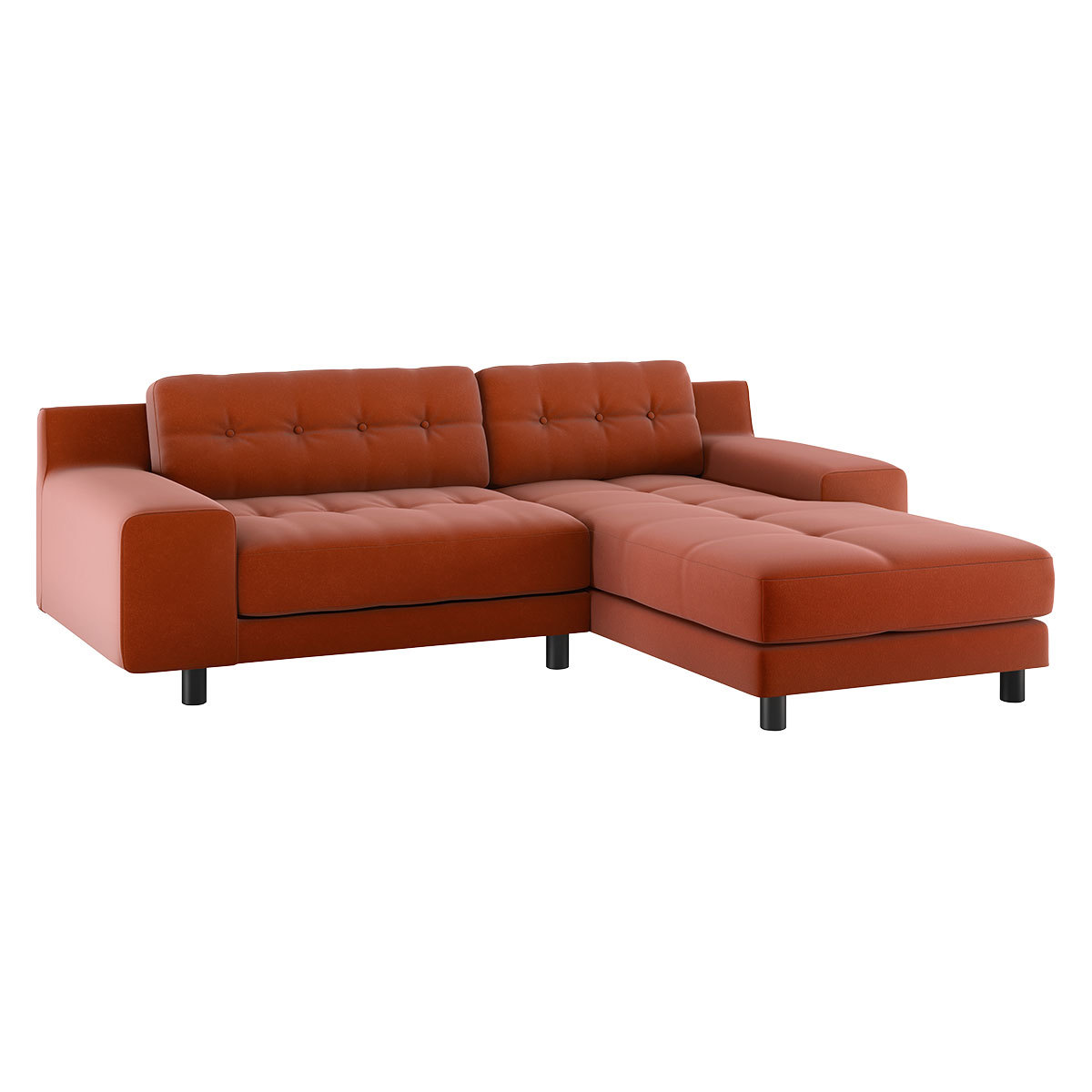 Hendricks Orange Velvet FaBric Small Right-Hand Chaise Sofa, Orange – image 3