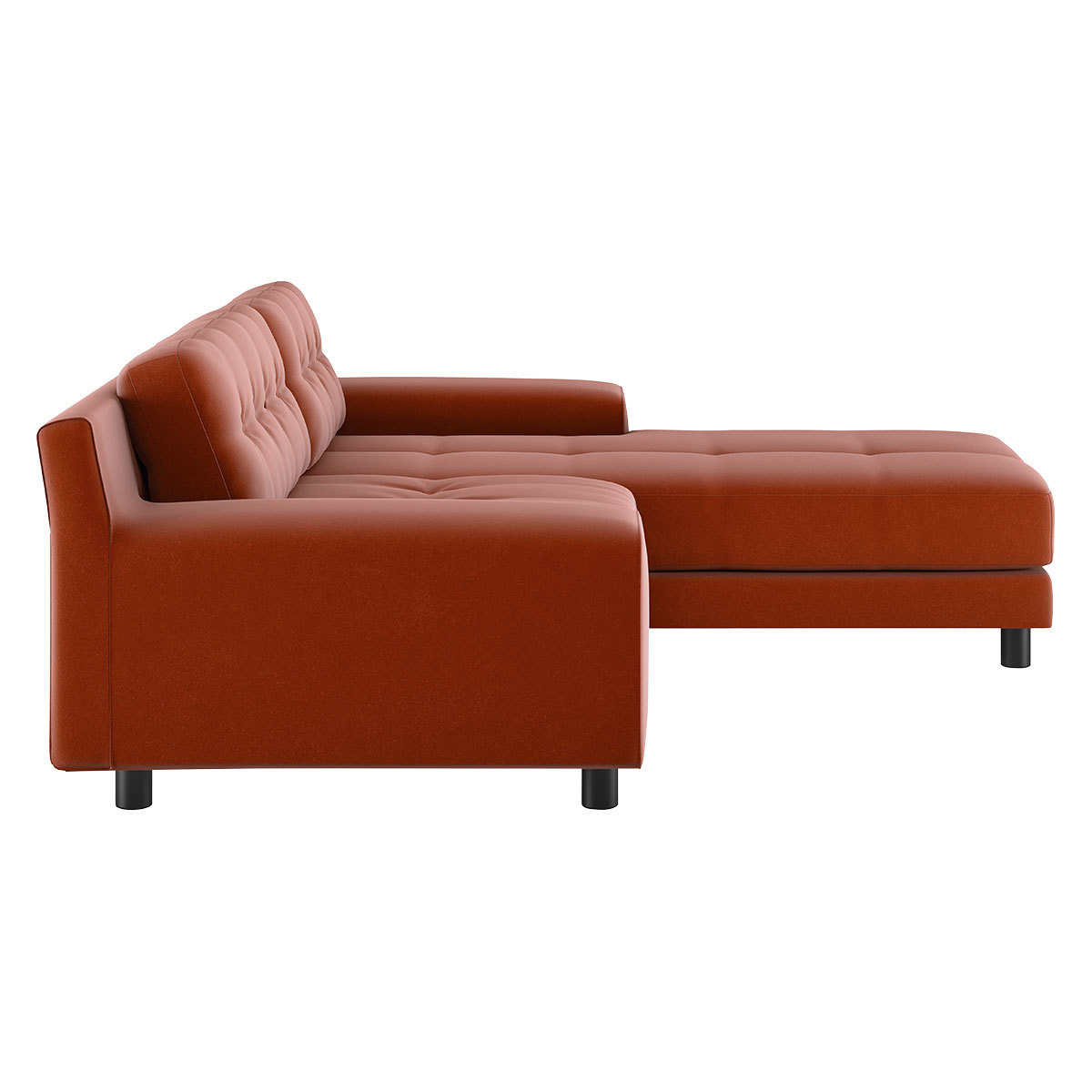 Hendricks Orange Velvet FaBric Small Right-Hand Chaise Sofa, Orange – image 4