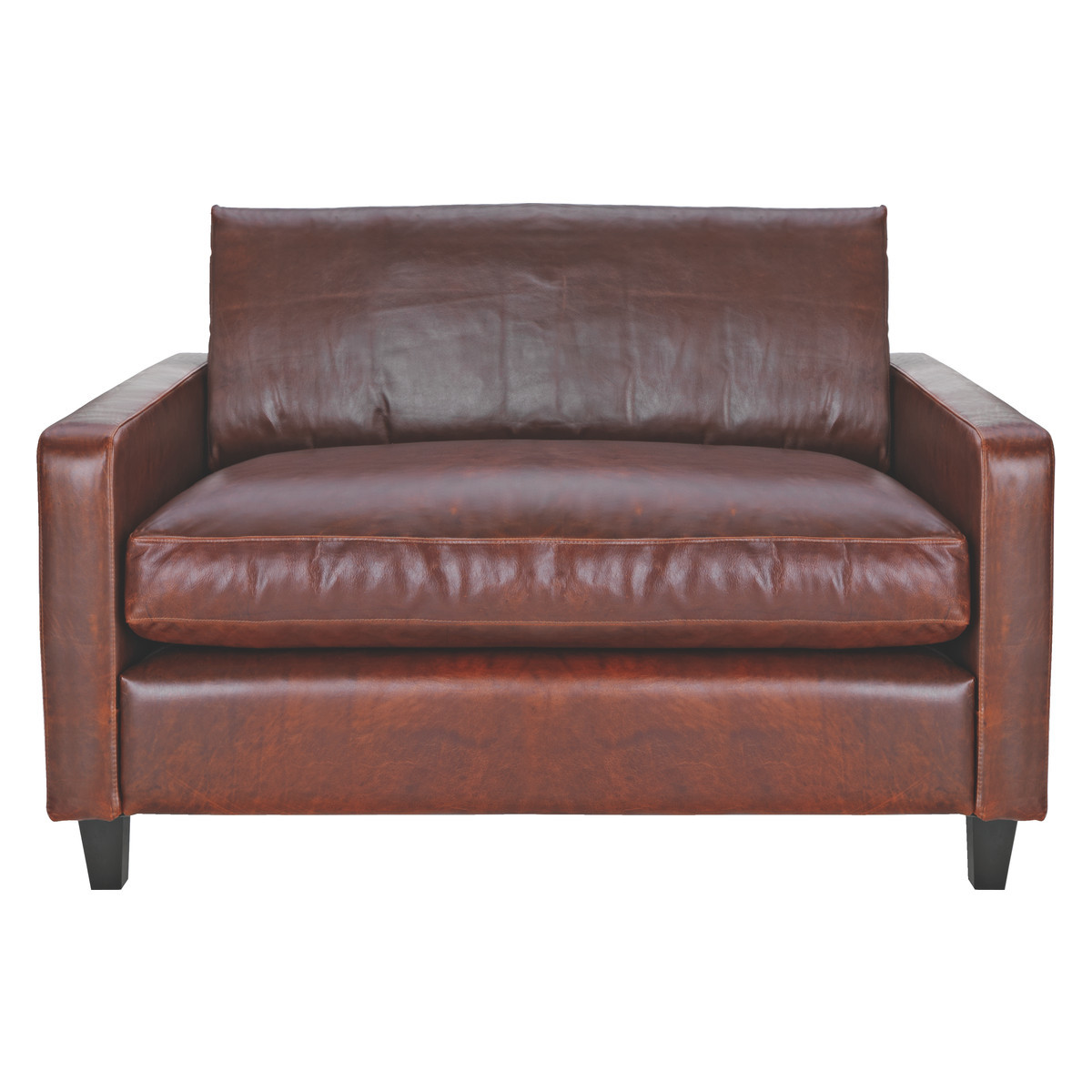 Chester Tan Leather Compact Sofa, Dark Stained Feet, Tan – image 3