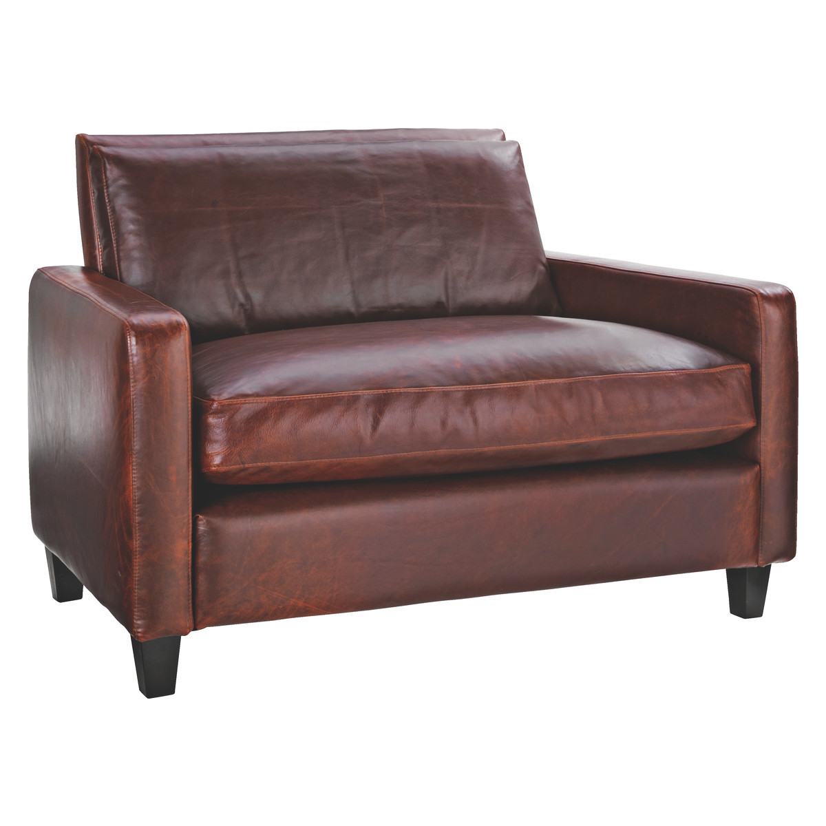 Chester Tan Leather Compact Sofa, Dark Stained Feet, Tan – image 4