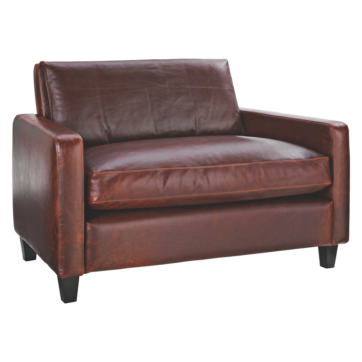 Chester Tan Leather Compact Sofa, Dark Stained Feet, Tan – image 5