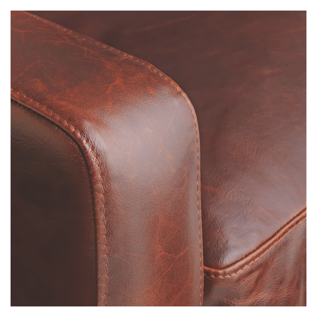 Chester Tan Leather Compact Sofa, Dark Stained Feet, Tan – image 7